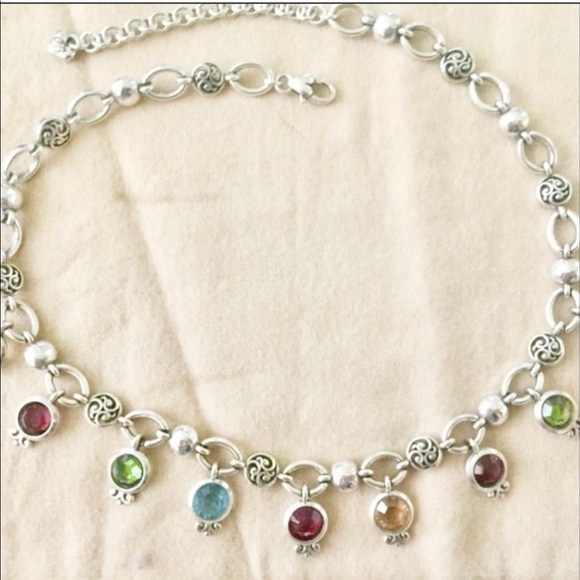 Brighton silver necklace w multi color gems - Picture 1 of 11